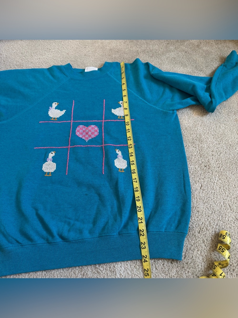 Vintage Cross Stitch Crewneck Sweatshirt Ducks Goose Novelty Grandma Sweater - Picture 4 of 12